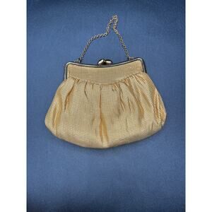 Vintage Gold-Toned Metallic Mesh Kiss-Lock Evening Bag